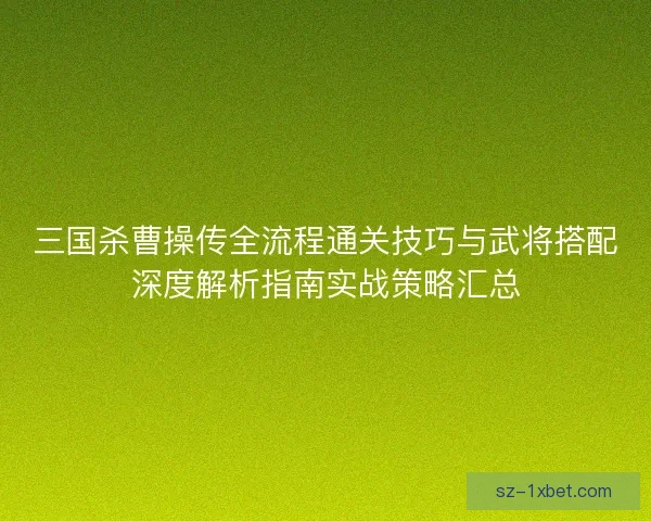三国杀曹操传全流程通关技巧与武将搭配深度解析指南实战策略汇总 三国杀曹操传全流程通关技巧与武将搭配深度解析指南实战策略汇总