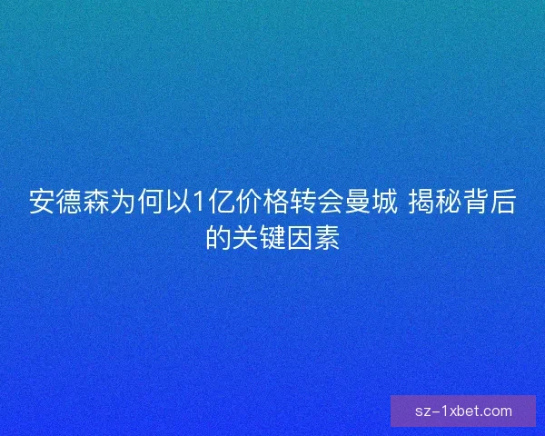 安德森为何以1亿价格转会曼城 揭秘背后的关键因素