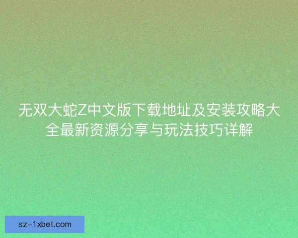 无双大蛇Z中文版下载地址及安装攻略大全最新资源分享与玩法技巧详解