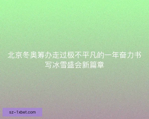 北京冬奥筹办走过极不平凡的一年奋力书写冰雪盛会新篇章